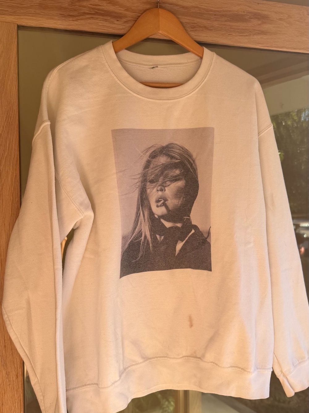 Cream Graphic Crewneck Sweater